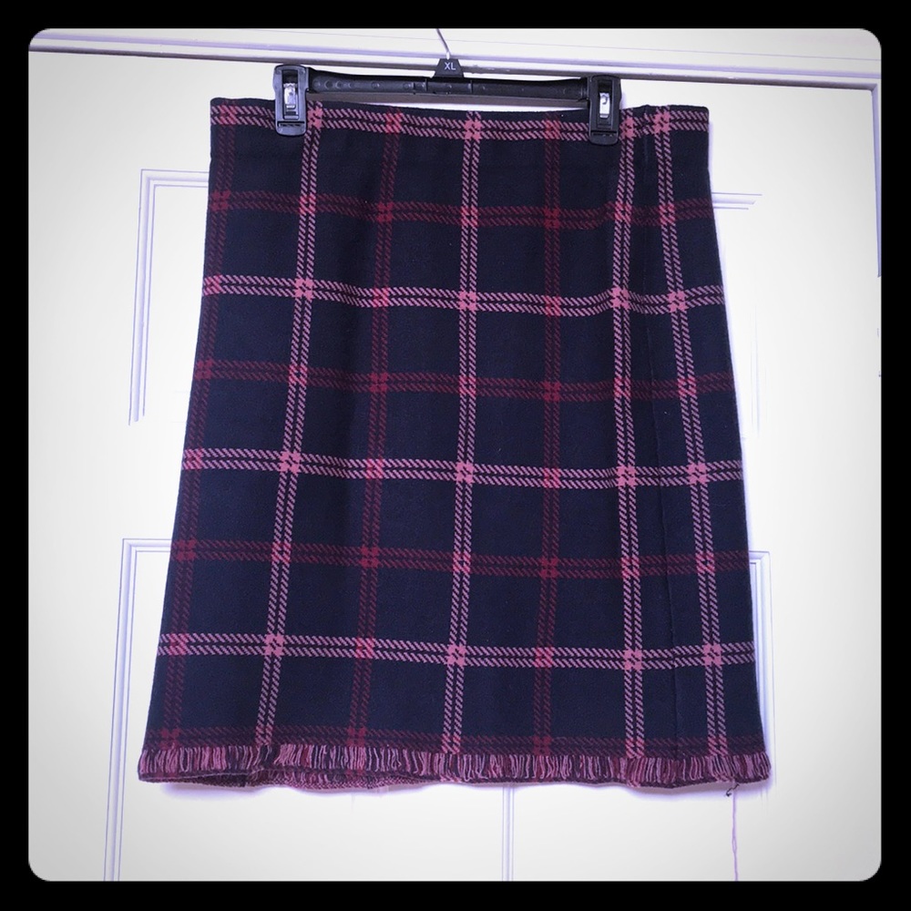 Loft Outlet plaid elastic waist skirt